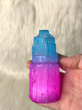 Selenite Tower Coloured 8-10cm Blue / Magenta