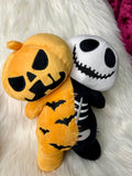 Twin Head Plushie - Glow in the Dark - Pumpkin/Skelly