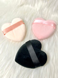 Three Heart shaped makeup puffs