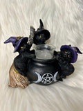 Black Cat Cauldron Tealight Holder 12cm