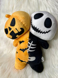 Twin Head Plushie - Glow in the Dark - Pumpkin/Skelly