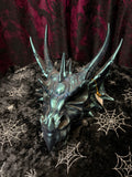 Antique Dragon Skull Head Blue Iridescent 26 x 17cm