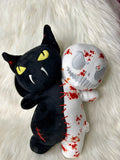 Twin Head Plushie - Glow in the Dark - Kitty/Skelly