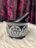 Mortar & Pestle Black Soapstone Cauldron Style Chakra 10cm