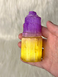 Selenite Tower Coloured 8-10cm Purple / Yellow