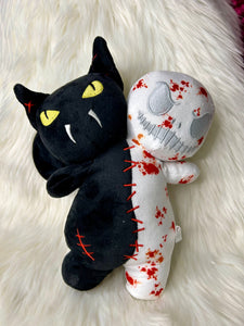 Twin Head Plushie - Glow in the Dark - Kitty/Skelly