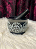 Mortar & Pestle Black Soapstone Cauldron Style Chakra 10cm