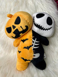 Twin Head Plushie - Glow in the Dark - Pumpkin/Skelly