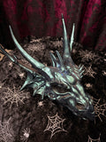 Antique Dragon Skull Head Blue Iridescent 26 x 17cm