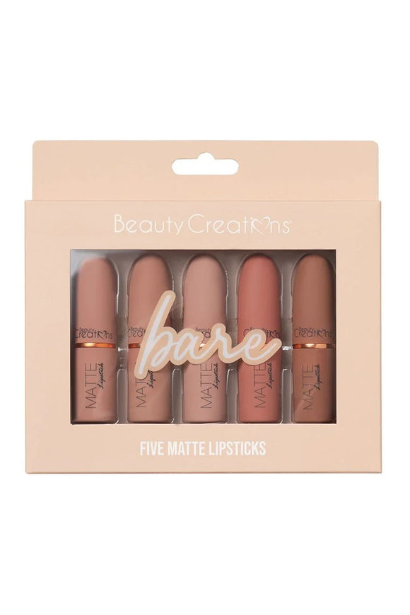 Beauty Creations - Bare Five Matte Lipstick Set 5