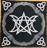 Altar Cloth - Triple Moon, Pemtacle & Triquetra 90cm x 90cm