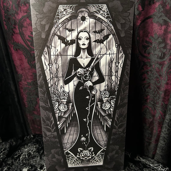 Morticia Coffin Scroll - Art By Rose Demon