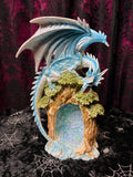 Blue Dragon on Holow Tree Lair 26cm