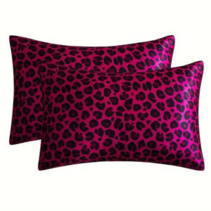 Pink Leopard Print - Satin Pillow Cases