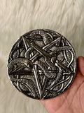 Round Pentacle Serpent Aluminium Incense Holder 10.5cm