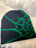 Spider Web Beanie - Black and Green