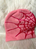 Spider Web Beanie - Pink & Red