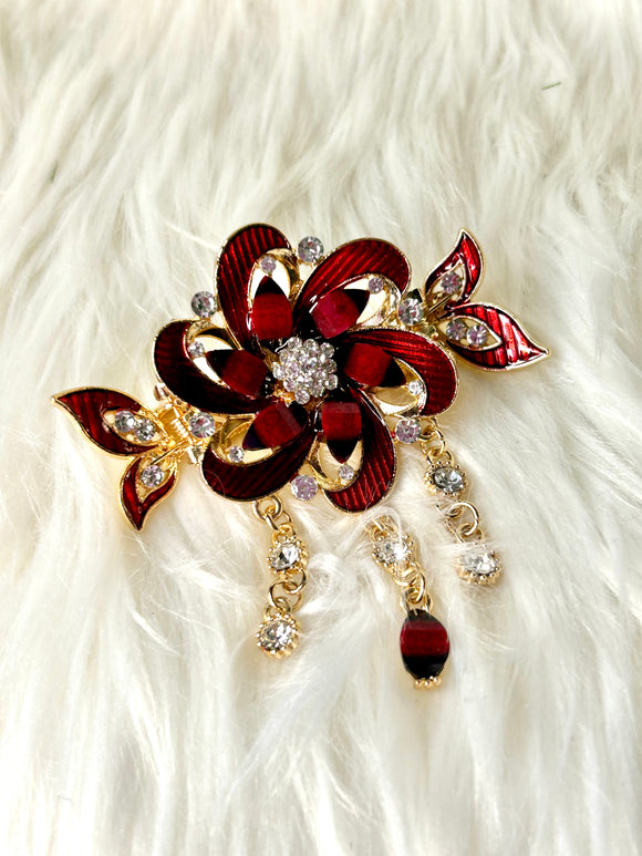 Opulence Hair Clip Floral Red