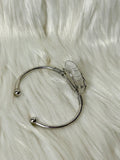 Cuff Bracelet Wire Wound Tree of Life - Heart Clear Quartz 4cm