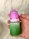 Selenite Tower Coloured 8-10cm - Magenta / Green