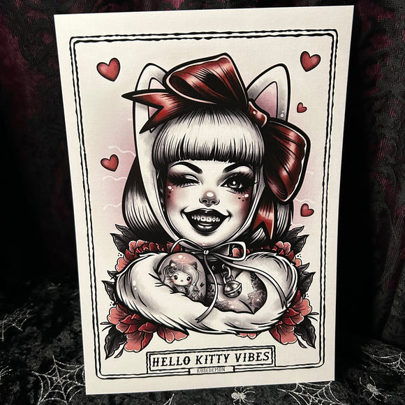 Hello Kitty Vibes A4 Print - Art By Rose Demon
