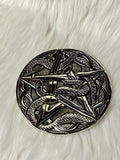 Round Pentacle Serpent Aluminium Incense Holder 10.5cm