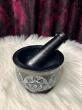 Mortar & Pestle Black Soapstone Cauldron Style Chakra 10cm