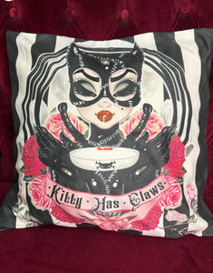 Drop Dead Gorgeous - KITTY HAS CLAWS - Rose Demon cushion cover