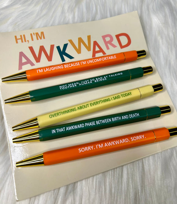 5pce Pen Set - Hi I’m Awkward