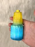 Selenite Tower Coloured 8-10cm Yellow / Blue