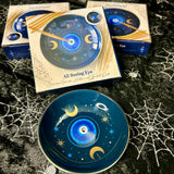 Incense Holder Trinket dish Round Ceramic Evil Eye Blue 9cm