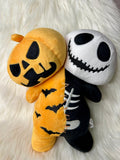 Twin Head Plushie - Glow in the Dark - Pumpkin/Skelly