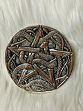 Round Pentacle Serpent Aluminium Incense Holder 10.5cm