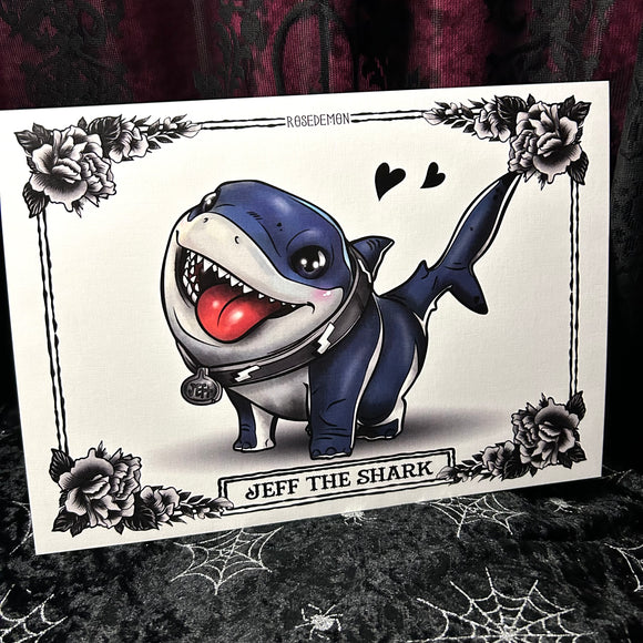 Jeff the Shark A4 Print - Art By Rose Demon