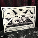 Counting Bats & Puppy Dreams A4 Print - Art By Rose Demon