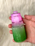 Selenite Tower Coloured 8-10cm - Magenta / Green