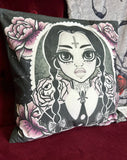 Drop Dead Gorgeous - WEDNESDAY IN WEBS - Rose Demon cushion cover