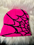 Spider Web Beanie - Pink & Black