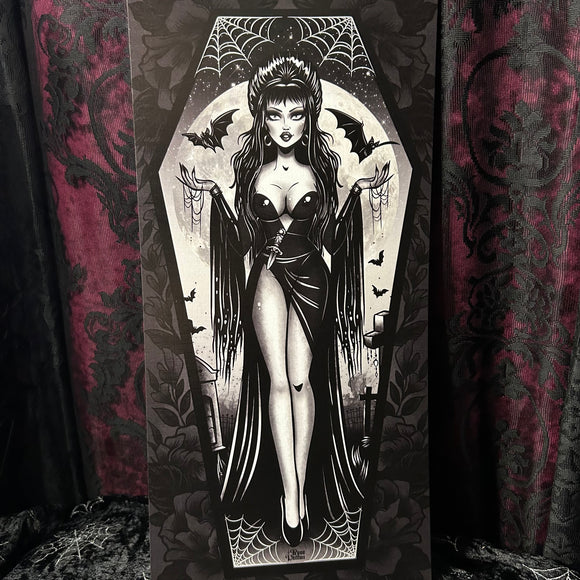 Elvira Coffin Scroll - Art By Rose Demon