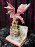 Pink Dragon in Fairytale Book 28cm