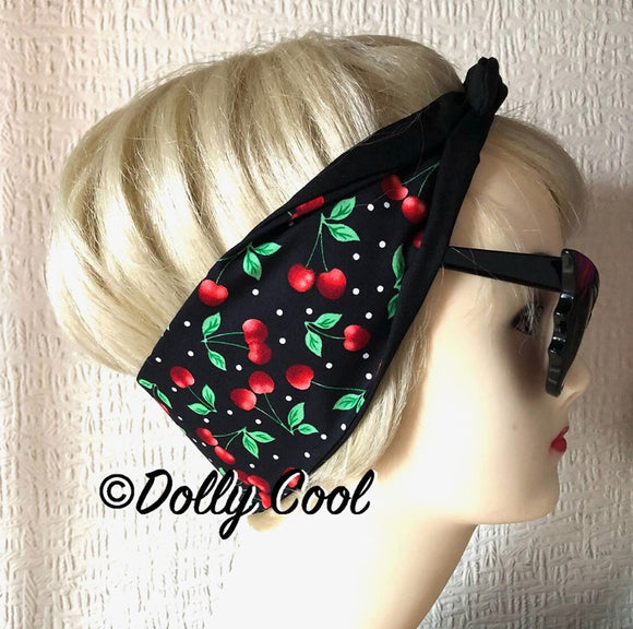 Dolly Cool - Cherry Polka Dot - Black - Hair Tie