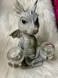 Baby Dragon in yoga pose with light up solar balls 26cm
