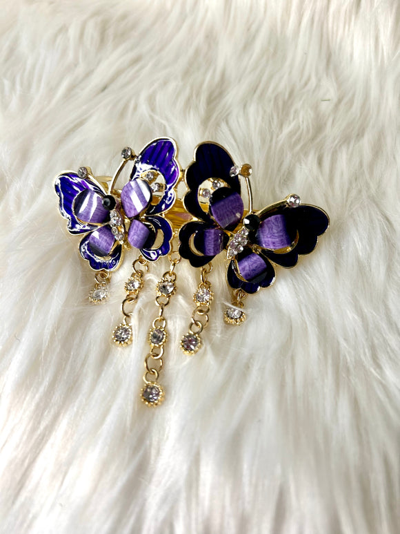 Opulence Hair Clip Double Butterfly Purple