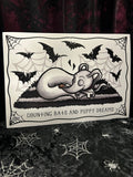 Counting Bats & Puppy Dreams A4 Print - Art By Rose Demon