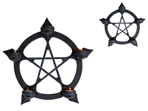 40cm Black Pentagram Tealight / Incense Wall Hanger