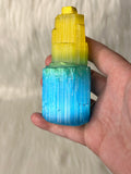 Selenite Tower Coloured 8-10cm Yellow / Blue