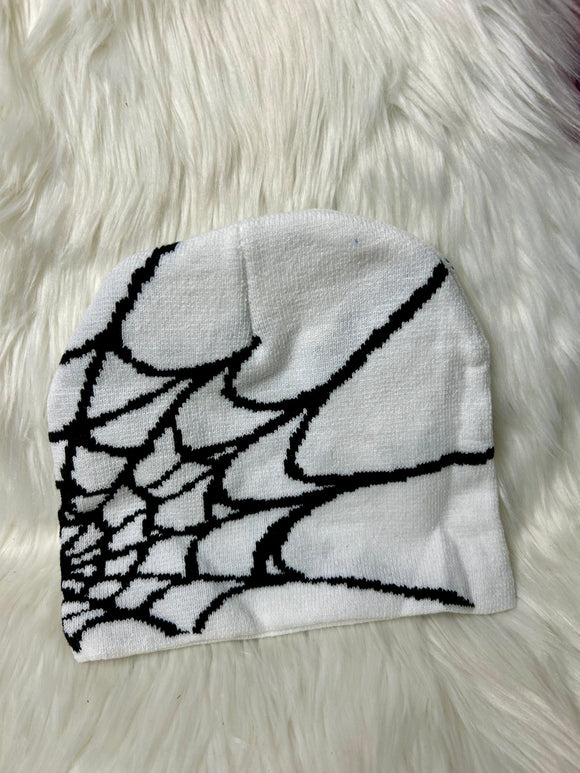 Spider Web Beanie - White & Black