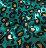 Green Leopard Print - Satin Pillow Cases