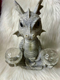 Baby Dragon in yoga pose with light up solar balls 26cm