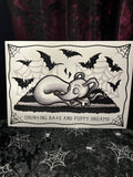 Counting Bats & Puppy Dreams A4 Print - Art By Rose Demon